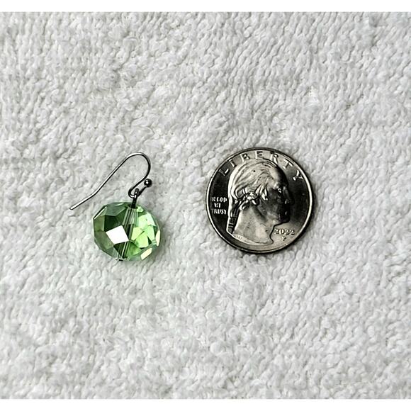 Light Lime Green Faceted Bead Dangle Earrings – Pierced - Picture 8 of 10